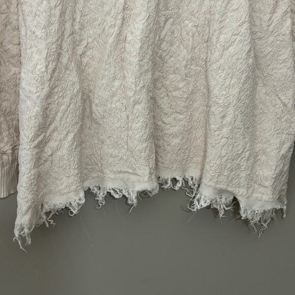 Free People Broken Glass Beige Fringe Trimmed Pullover Tunic Sweater Size XS - Picture 5 of 11